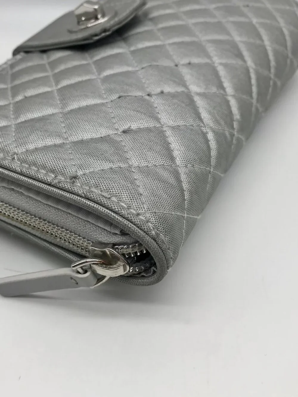 Vera Bradley Silver Microfiber RFID Turnlock Wallet